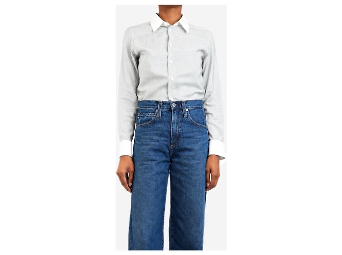 Céline Camicia in seta a righe grigia - size UK 6 - vista 3