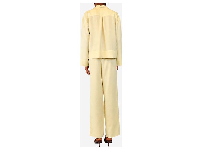 Autre Marque Set blusa e pantaloni in seta giallo burro - size XS - vista 2