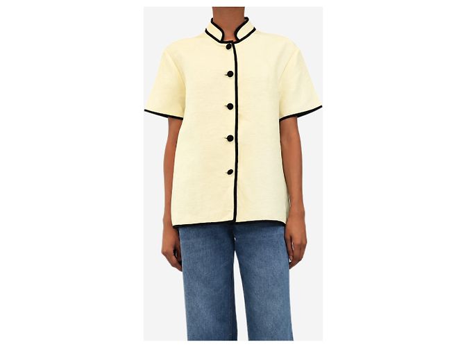 Autre Marque Camicia a collo mandarino gialla - size S - vista 3