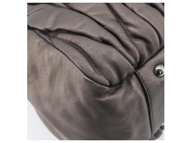 Miu Miu Matelasse Hand Bag Leather Gray Silver - vista 12