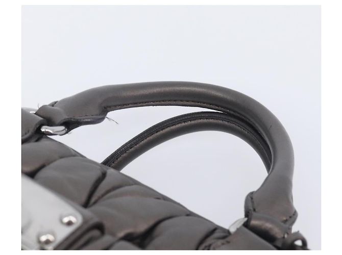 Miu Miu Matelasse Hand Bag Leather Gray Silver - vista 9