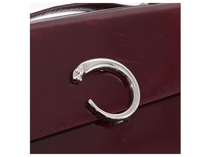 Panthère Cartier PANTHERE Shoulder Bag Patent leather Bordeaux Silver - vista 16