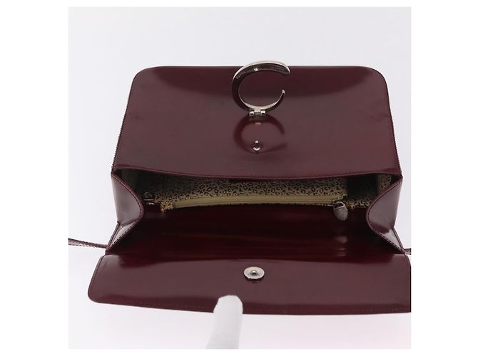 Panthère Cartier PANTHERE Shoulder Bag Patent leather Bordeaux Silver - vista 18