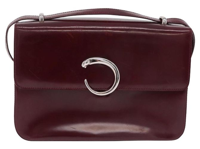 Panthère Cartier PANTHERE Shoulder Bag Patent leather Bordeaux Silver - vista 2