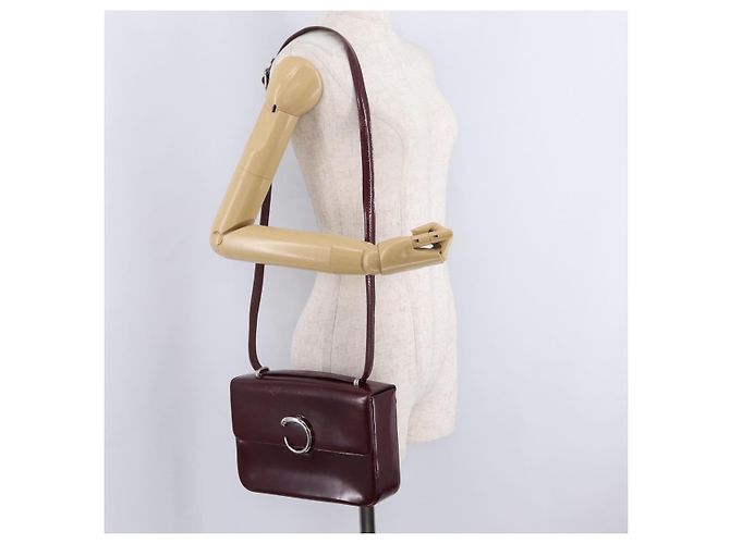Panthère Cartier PANTHERE Shoulder Bag Patent leather Bordeaux Silver - vista 29