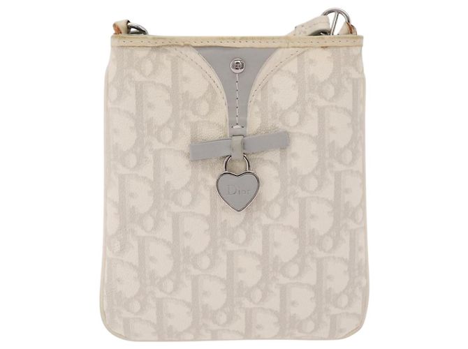 Christian Dior Trotter Canvas Romantic Shoulder Bag PVC White Silver - vista 2