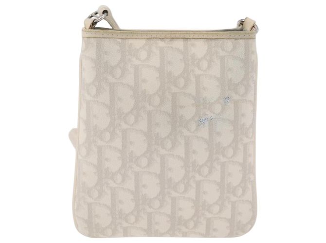 Christian Dior Trotter Canvas Romantic Shoulder Bag PVC White Silver - vista 3