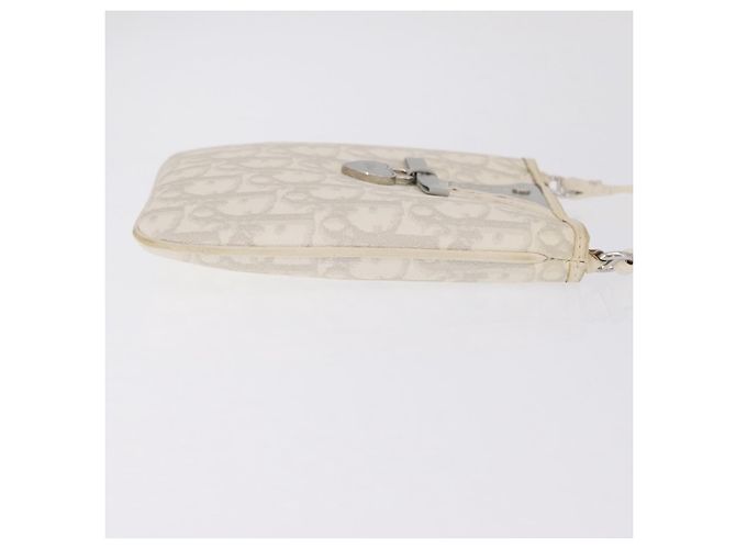 Christian Dior Trotter Canvas Romantic Shoulder Bag PVC White Silver - vista 5