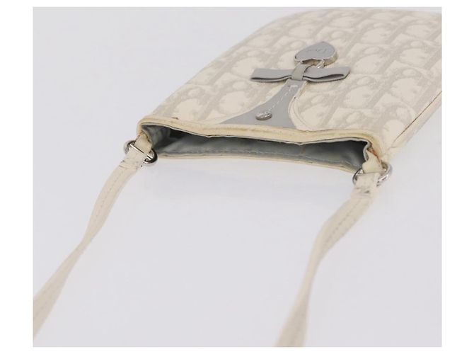 Christian Dior Trotter Canvas Romantic Shoulder Bag PVC White Silver - vista 7