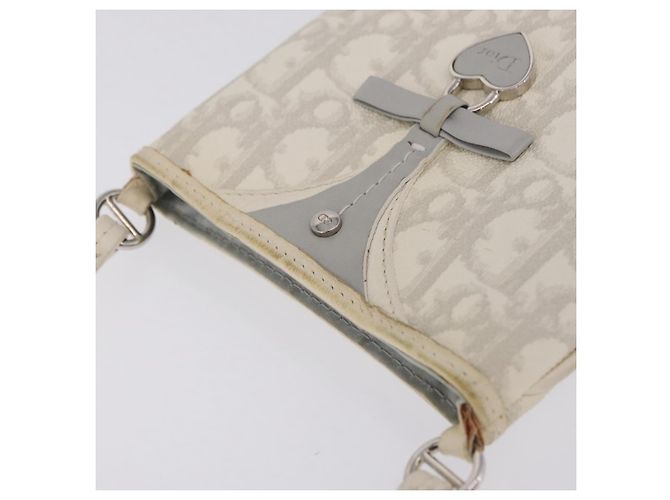 Christian Dior Trotter Canvas Romantic Shoulder Bag PVC White Silver - vista 8