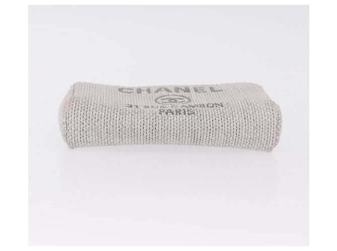 CHANEL Deauville Line Chain Shoulder Bag Canvas Gray Silver CC - vista 10
