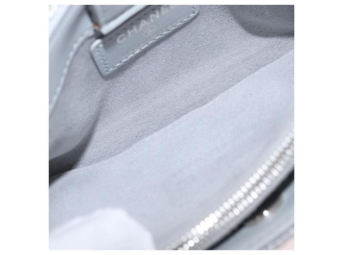 CHANEL Deauville Line Chain Shoulder Bag Canvas Gray Silver CC - vista 18