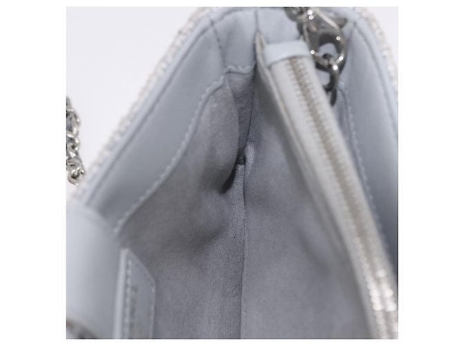 CHANEL Deauville Line Chain Shoulder Bag Canvas Gray Silver CC - vista 19