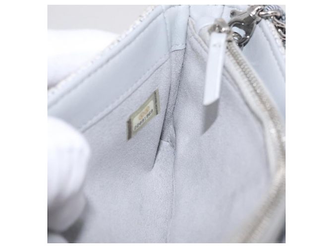 CHANEL Deauville Line Chain Shoulder Bag Canvas Gray Silver CC - vista 23