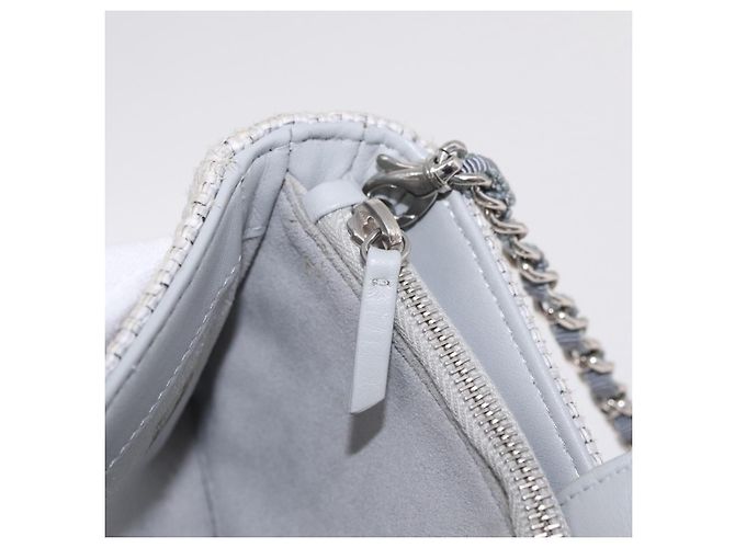 CHANEL Deauville Line Chain Shoulder Bag Canvas Gray Silver CC - vista 24