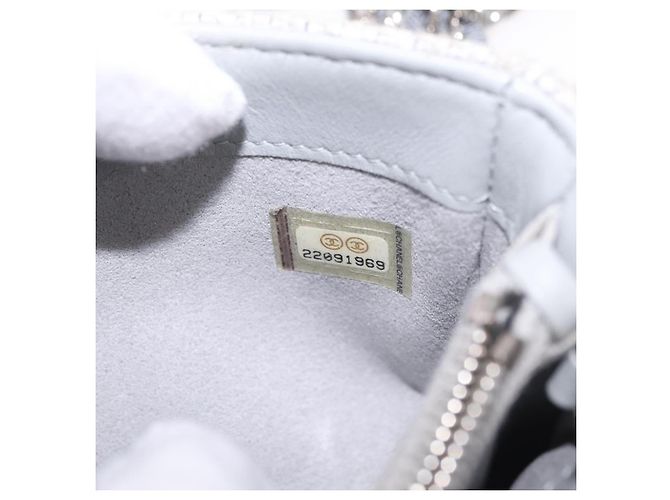CHANEL Deauville Line Chain Shoulder Bag Canvas Gray Silver CC - vista 26