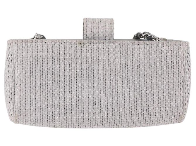 CHANEL Deauville Line Chain Shoulder Bag Canvas Gray Silver CC - vista 3