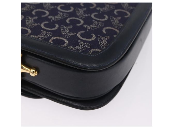 Céline CELINE C saluki Shoulder Bag Canvas Navy Gold - Ansicht 13