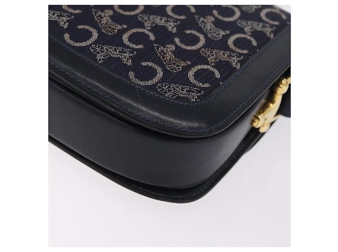 Céline CELINE C saluki Shoulder Bag Canvas Navy Gold - Ansicht 14