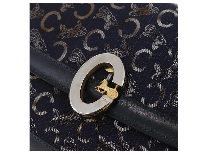Céline CELINE C saluki Shoulder Bag Canvas Navy Gold - Ansicht 16