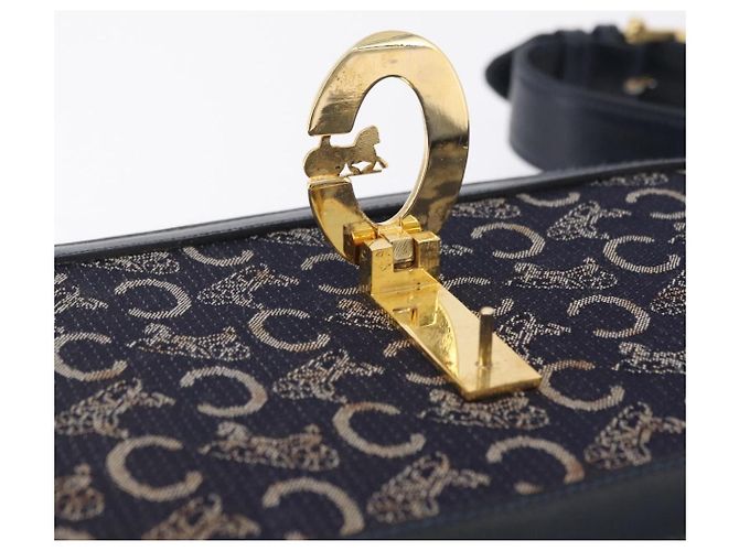 Céline CELINE C saluki Shoulder Bag Canvas Navy Gold - Ansicht 17