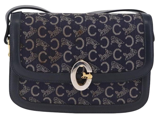 Céline CELINE C saluki Shoulder Bag Canvas Navy Gold - Ansicht 2
