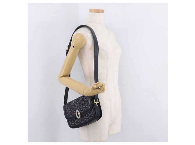 Céline CELINE C saluki Shoulder Bag Canvas Navy Gold - Ansicht 26