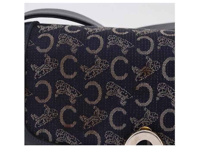 Céline CELINE C saluki Shoulder Bag Canvas Navy Gold - Ansicht 3