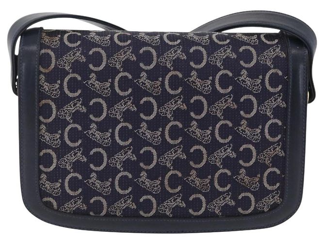 Céline CELINE C saluki Shoulder Bag Canvas Navy Gold - Ansicht 4