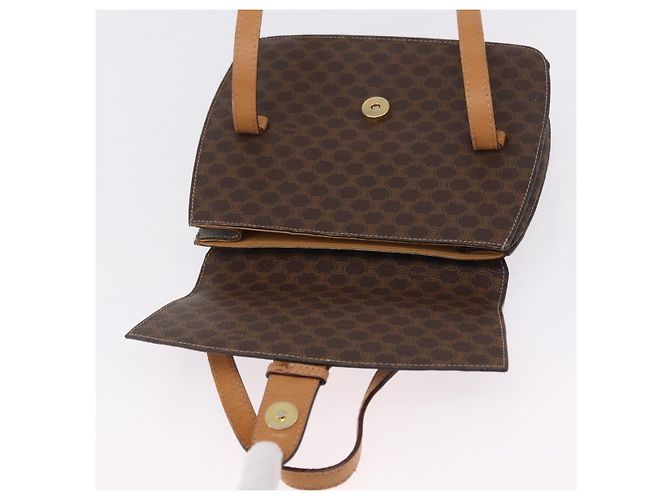 Céline CELINE Macadam Canvas Medallion Hand Bag PVC Leather Brown Gold - vista 17