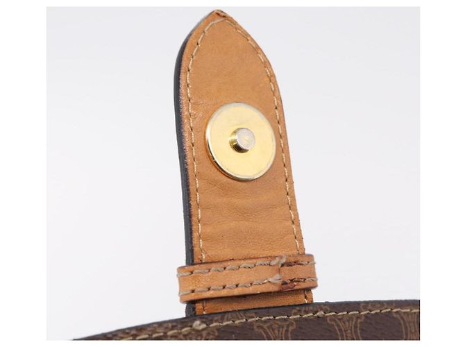 Céline CELINE Macadam Canvas Medallion Hand Bag PVC Leather Brown Gold - vista 18