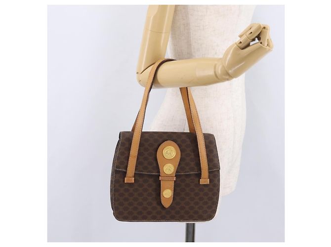 Céline CELINE Macadam Canvas Medallion Hand Bag PVC Leather Brown Gold - vista 25