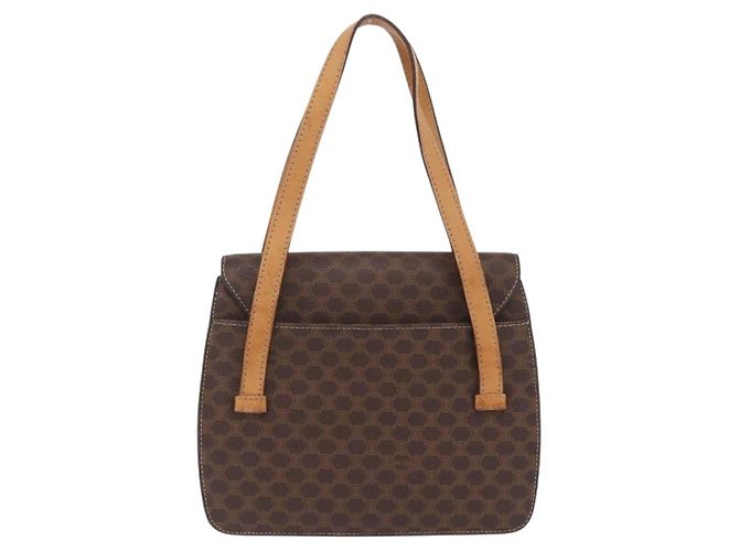 Céline CELINE Macadam Canvas Medallion Hand Bag PVC Leather Brown Gold - vista 3