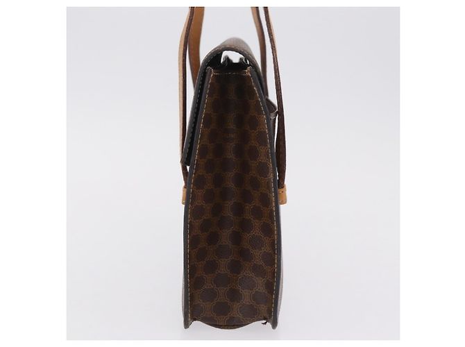 Céline CELINE Macadam Canvas Medallion Hand Bag PVC Leather Brown Gold - vista 4