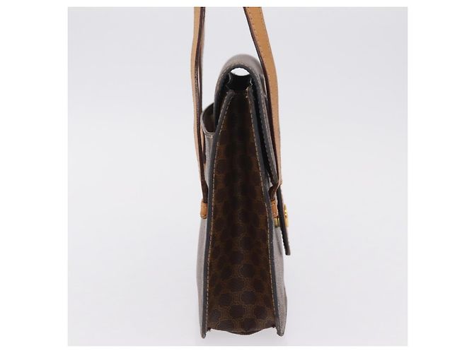 Céline CELINE Macadam Canvas Medallion Hand Bag PVC Leather Brown Gold - vista 5