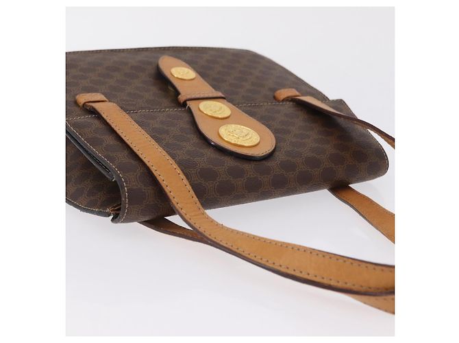 Céline CELINE Macadam Canvas Medallion Hand Bag PVC Leather Brown Gold - vista 6