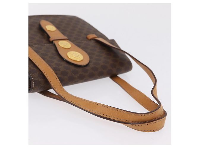 Céline CELINE Macadam Canvas Medallion Hand Bag PVC Leather Brown Gold - vista 7