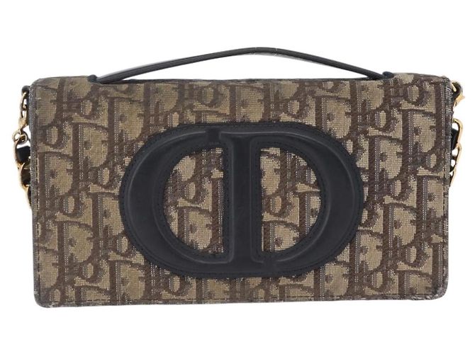 Christian Dior Trotter Canvas Chain Shoulder Bag Navy Gold - vista 2