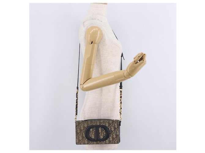 Christian Dior Trotter Canvas Chain Shoulder Bag Navy Gold - vista 26