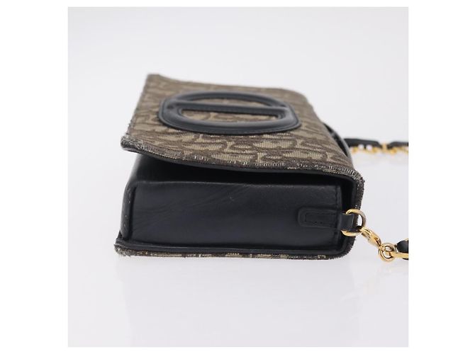 Christian Dior Trotter Canvas Chain Shoulder Bag Navy Gold - vista 4