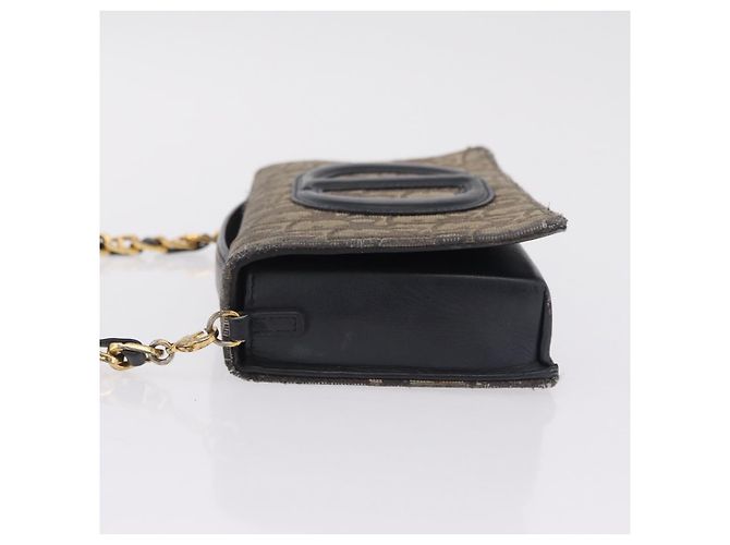 Christian Dior Trotter Canvas Chain Shoulder Bag Navy Gold - vista 5