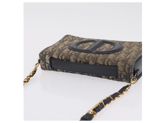 Christian Dior Trotter Canvas Chain Shoulder Bag Navy Gold - vista 6
