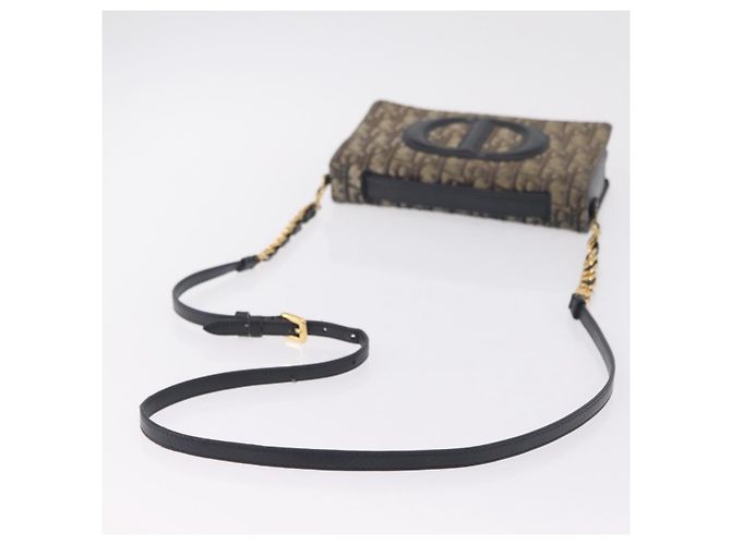 Christian Dior Trotter Canvas Chain Shoulder Bag Navy Gold - vista 9