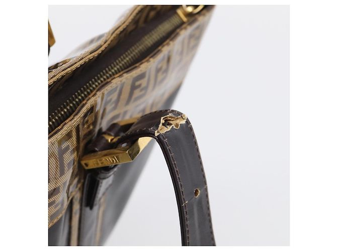 FENDI Zucchino Canvas Tote Bag Coated Canvas Beige Gold - vista 10
