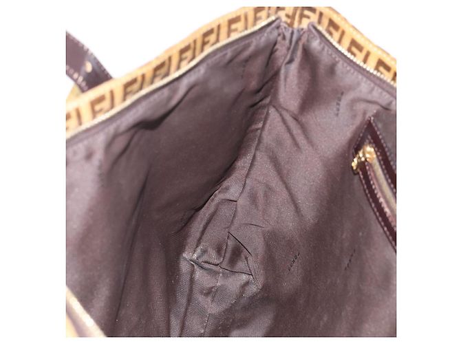 FENDI Zucchino Canvas Tote Bag Coated Canvas Beige Gold - vista 20