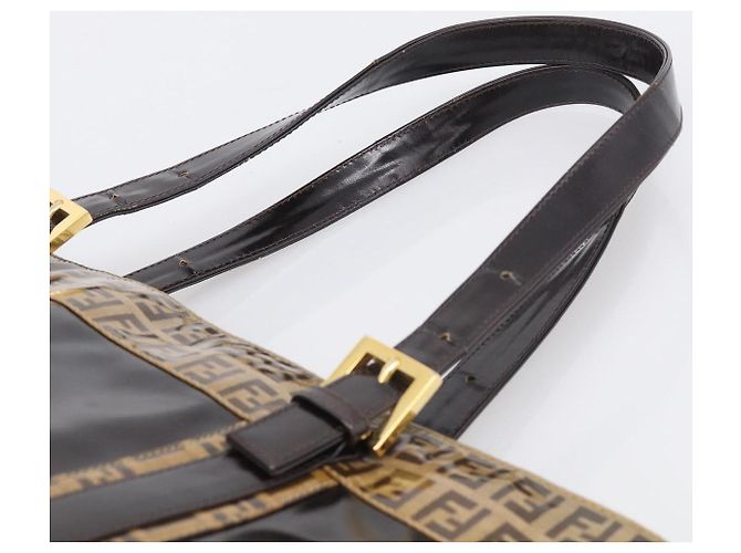 FENDI Zucchino Canvas Tote Bag Coated Canvas Beige Gold - vista 8