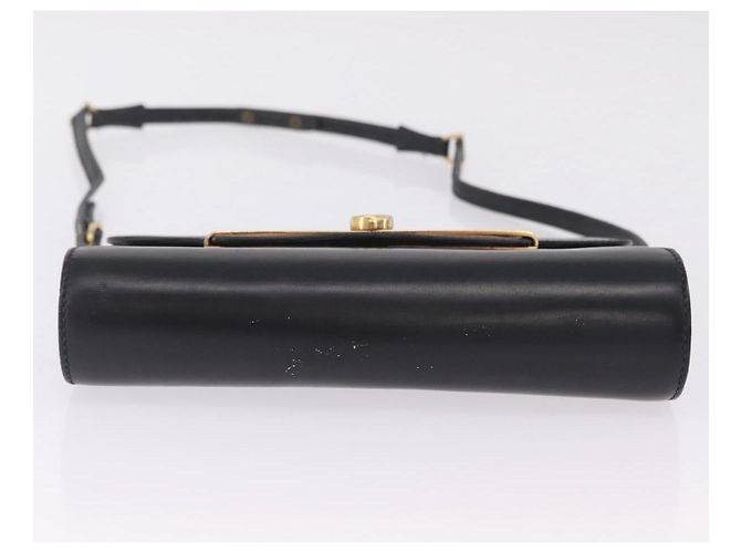 GUCCI Web Sherry Line Shoulder Bag Leather Gold Black - vista 11