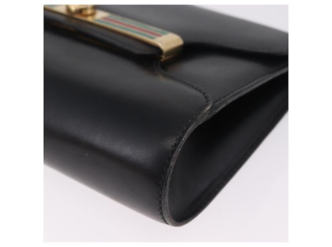 GUCCI Web Sherry Line Shoulder Bag Leather Gold Black - vista 14