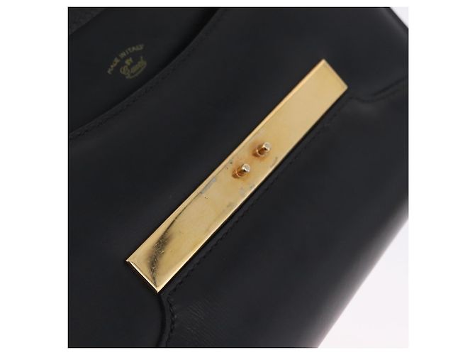 GUCCI Web Sherry Line Shoulder Bag Leather Gold Black - vista 20
