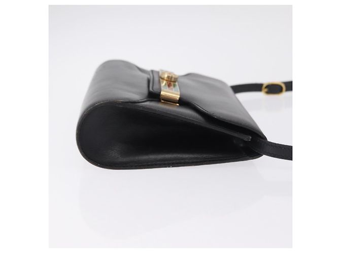 GUCCI Web Sherry Line Shoulder Bag Leather Gold Black - vista 5